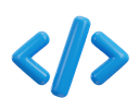 Blue software development code symbol